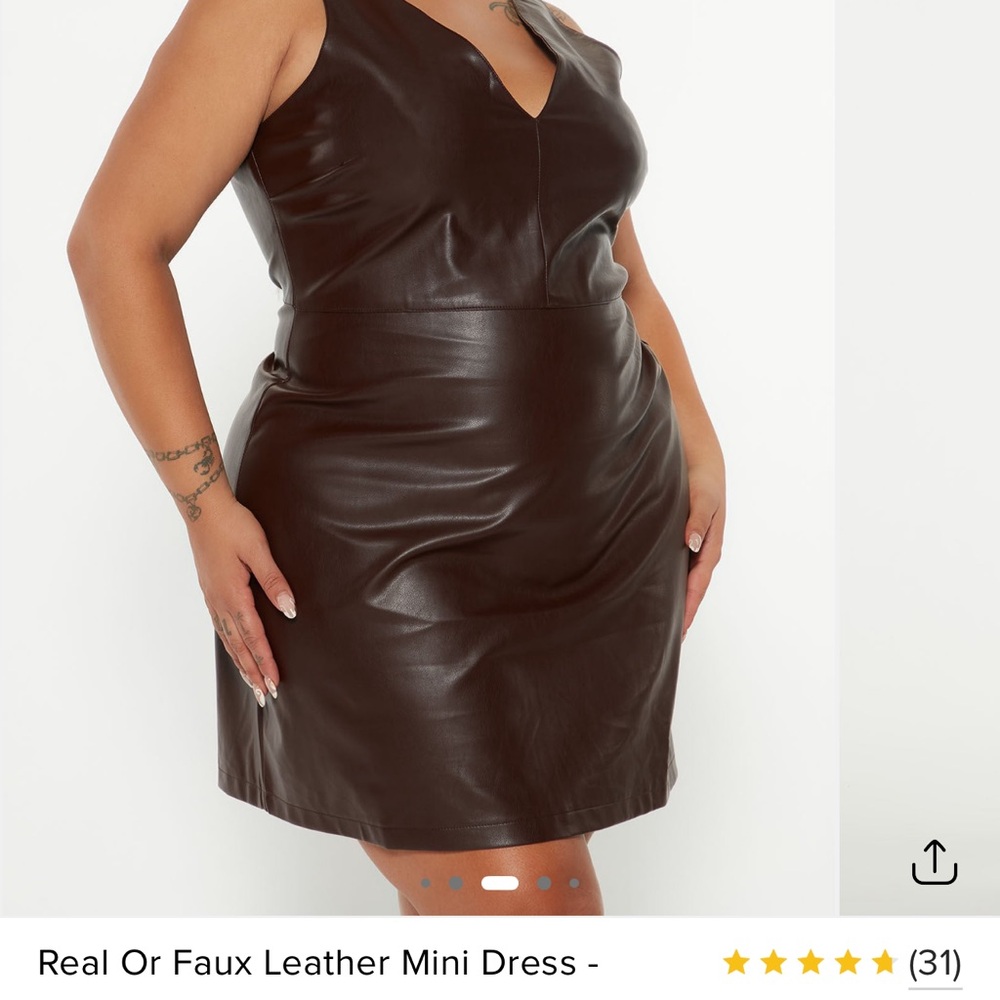 SOLD Fashion Nova Dark Brown Faux Leather Mini Dress